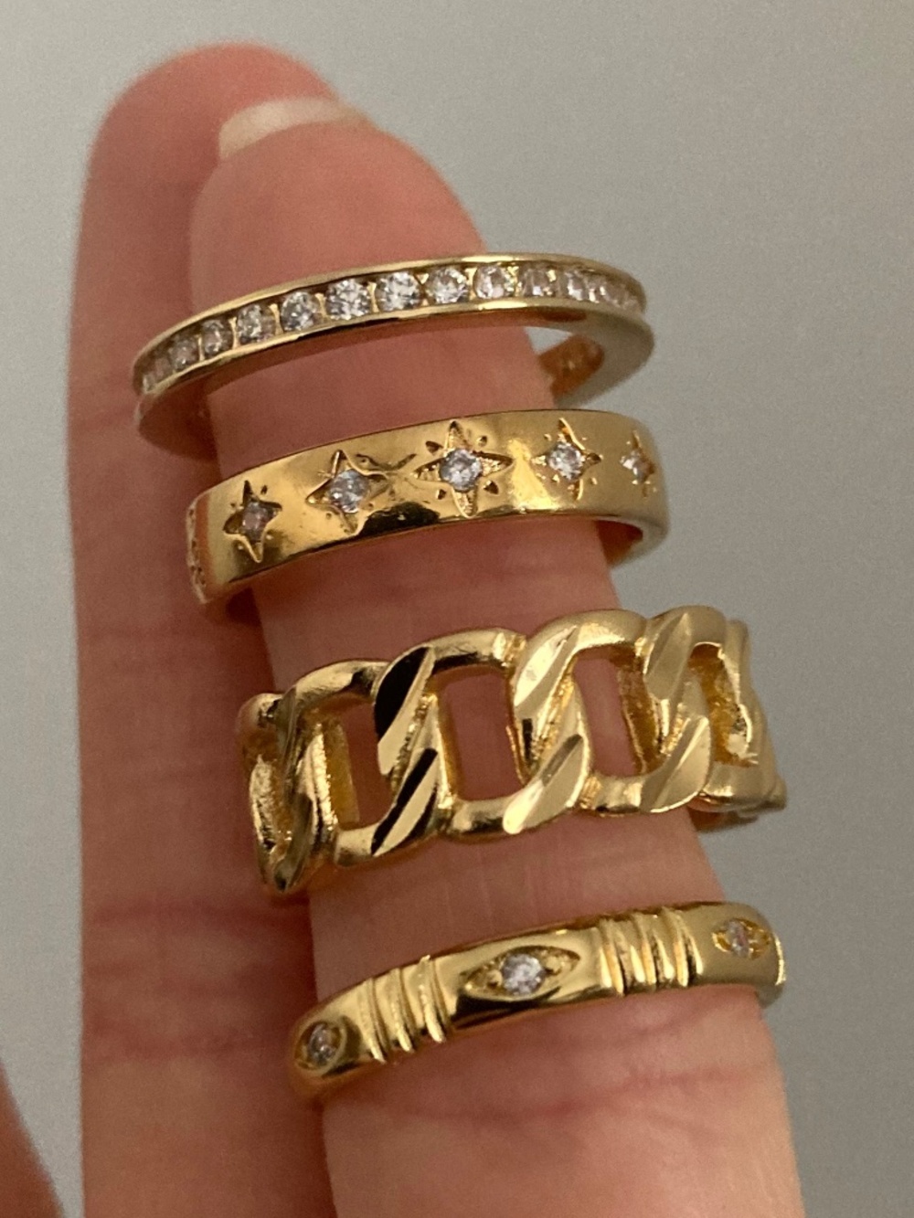 Vanessa Mooney SZ6 Ring SET Gold Stackable layering cocktail Rings Gold Set New